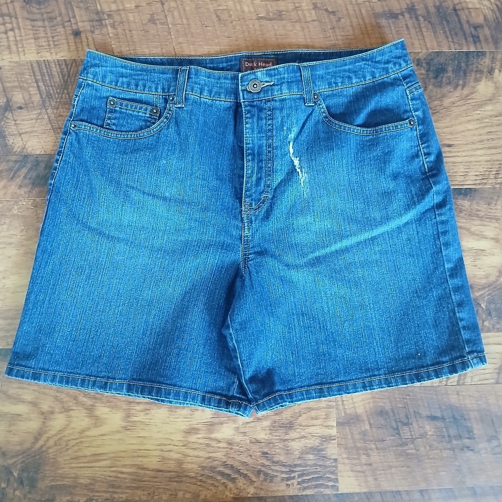 Duck Head Jeans Co Shorts Womens 12 Blue Denim High Rise 7" Inseam Zip Fly